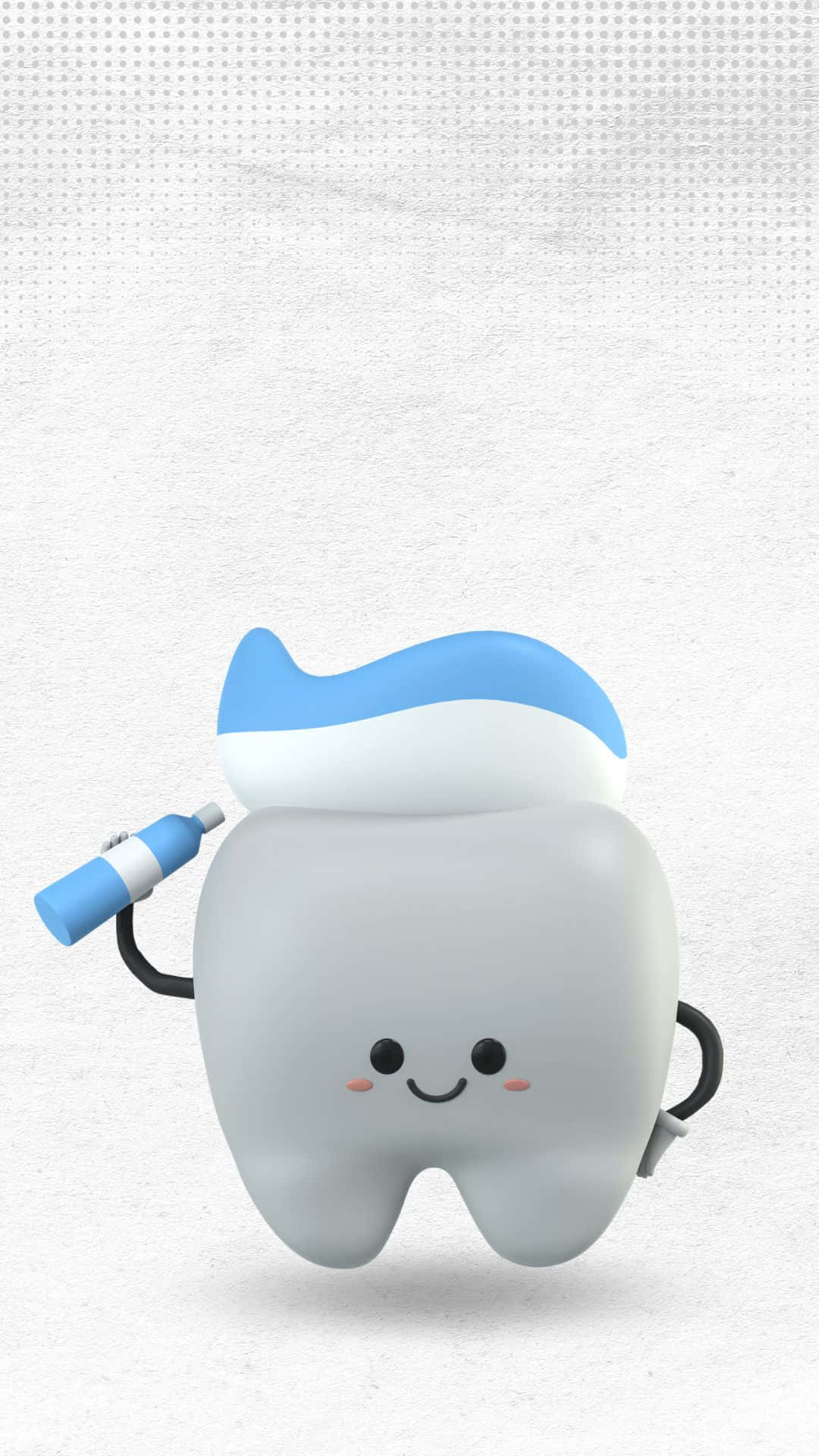 Happy Tooth Character Brushing Wallpaper