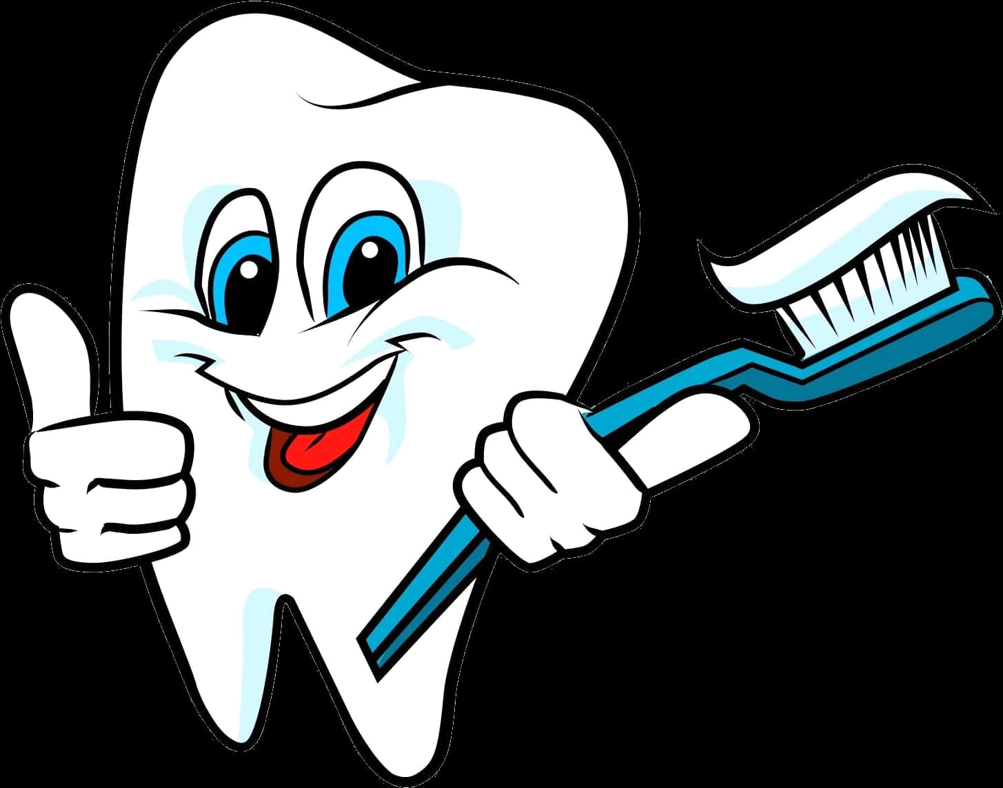 Happy Tooth Holding Toothbrush PNG