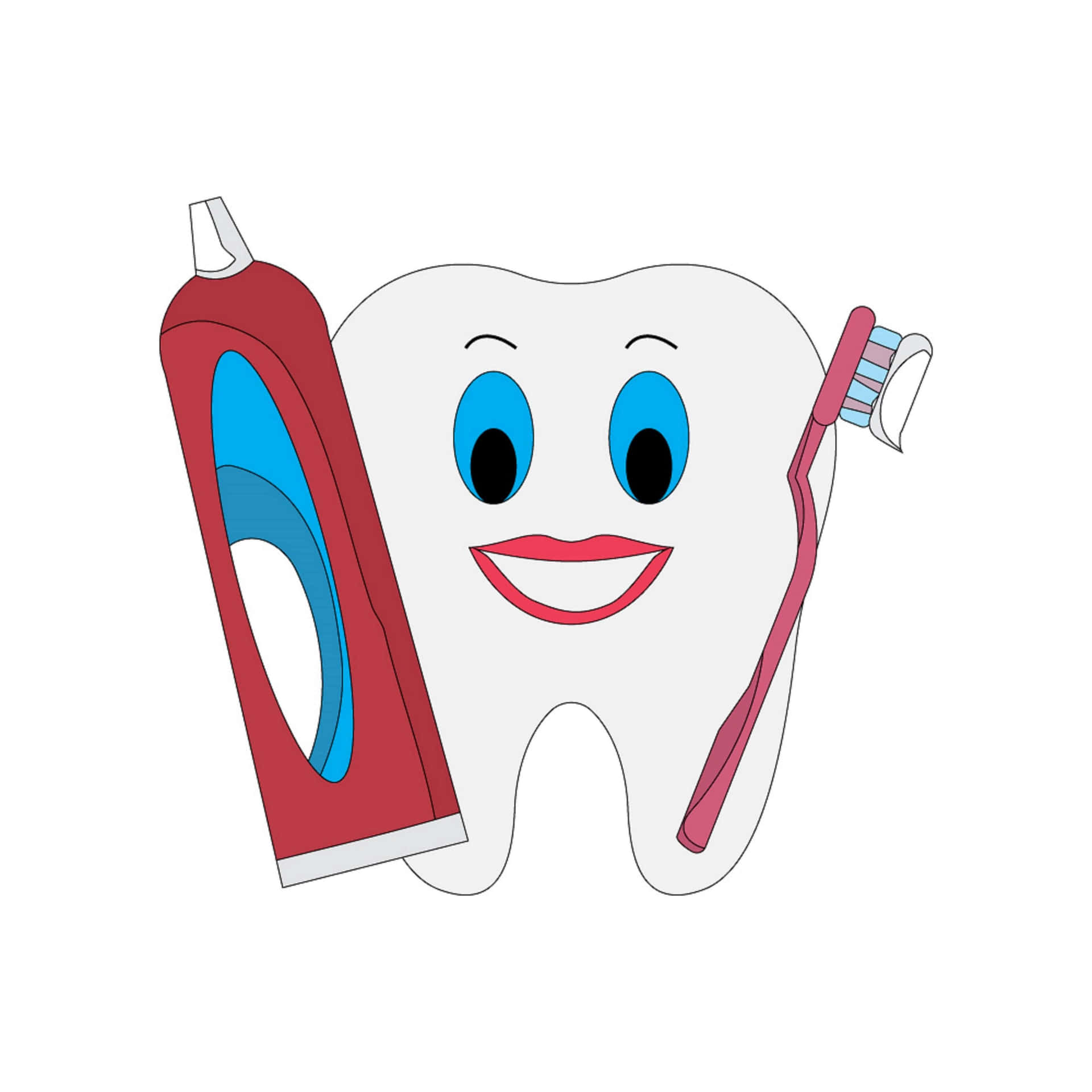 Happy Tooth With Toothpasteand Brush Wallpaper