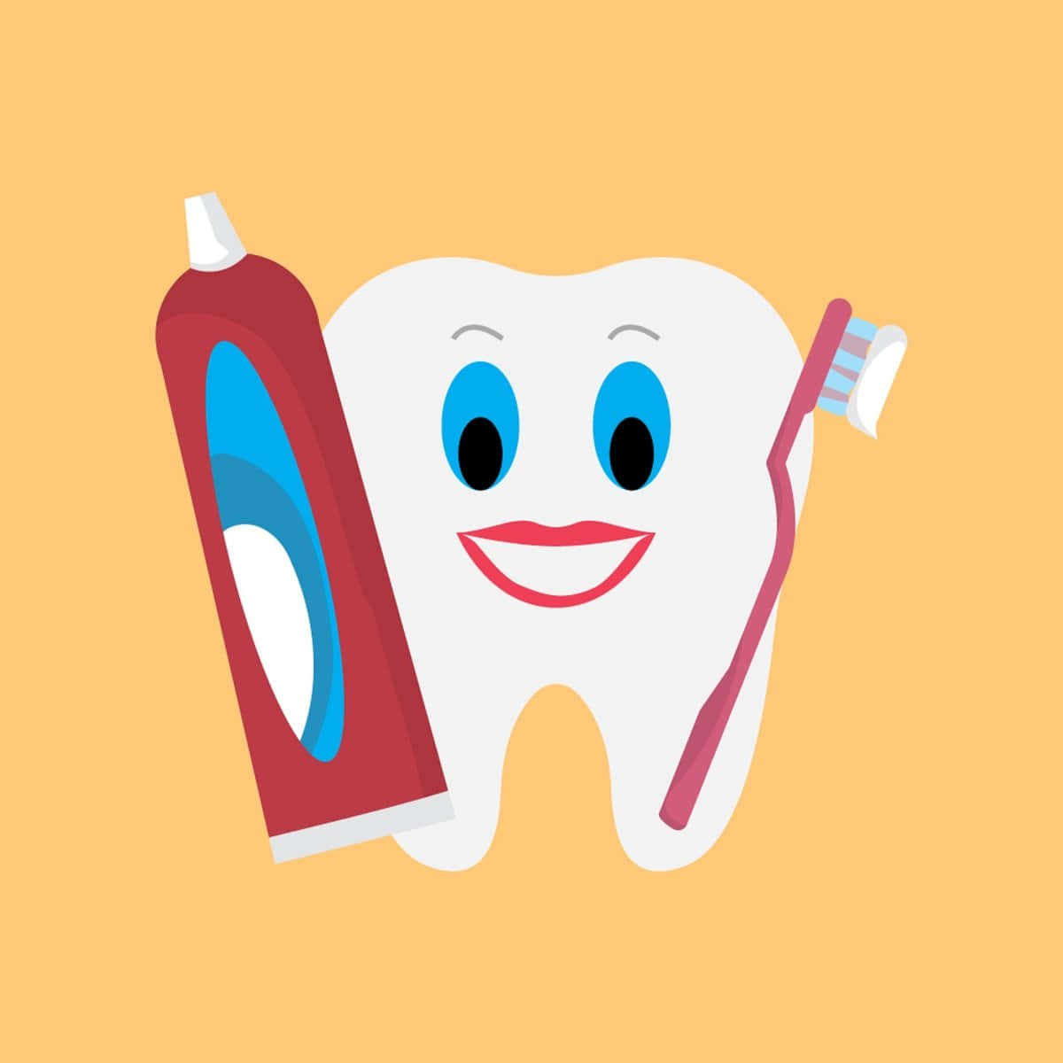 Happy Tooth With Toothpasteand Brush Wallpaper