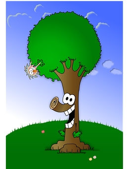 Happy Tree Cartoon Character PNG
