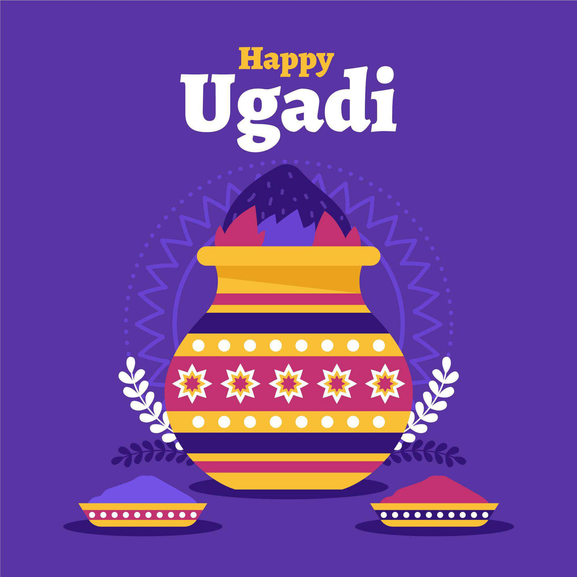 Happy Ugadi Gudi Padwa Decorative Pot Wallpaper