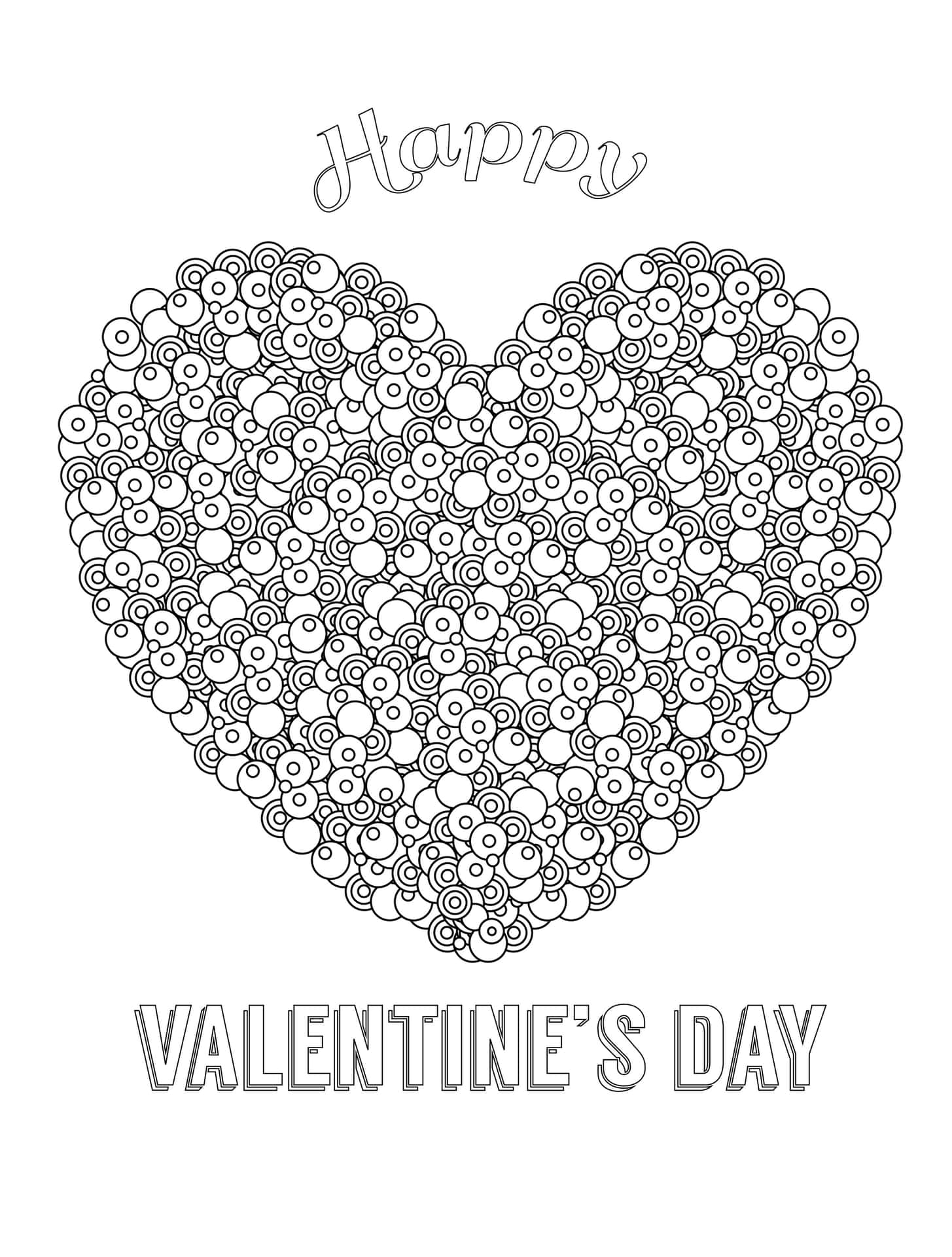 Valentine's Day Coloring Page With Hearts