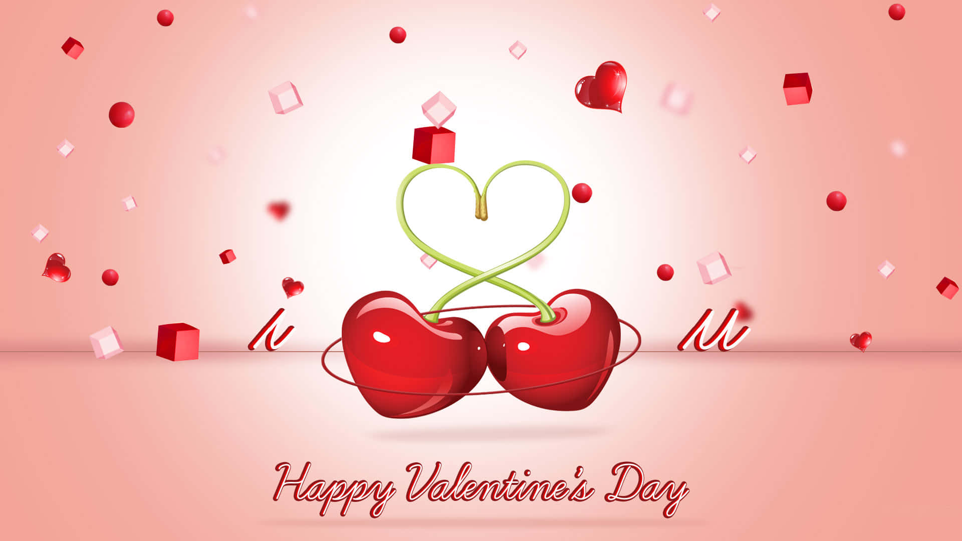 Romantic Happy Valentine's Day Background with Hearts and Roses