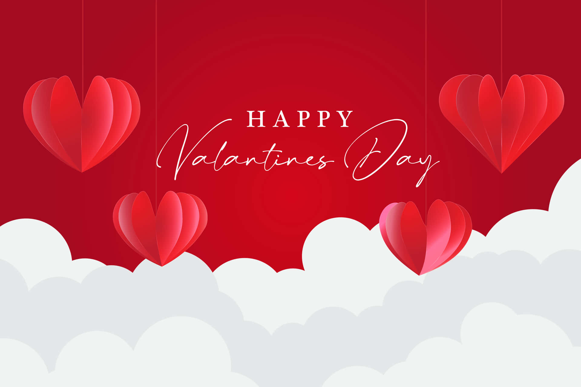 Love-filled Happy Valentines Day Background with Heart Balloons and Confetti