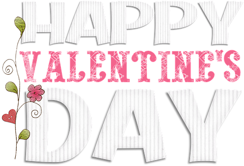 Happy Valentines Day Floral Design PNG