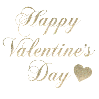 Happy Valentines Day Glitter Text PNG