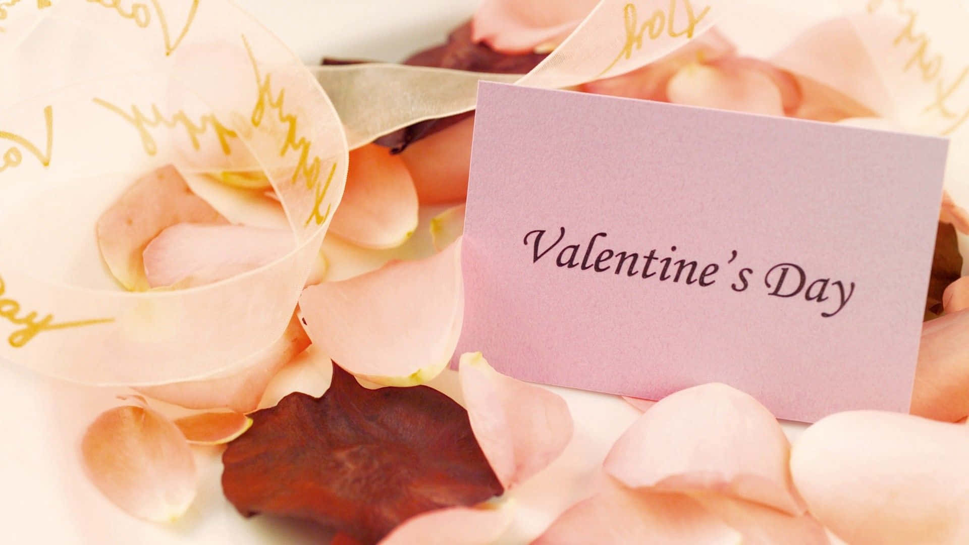 Tarjetade Día De San Valentín Con Pétalos De Rosa Fondo de pantalla