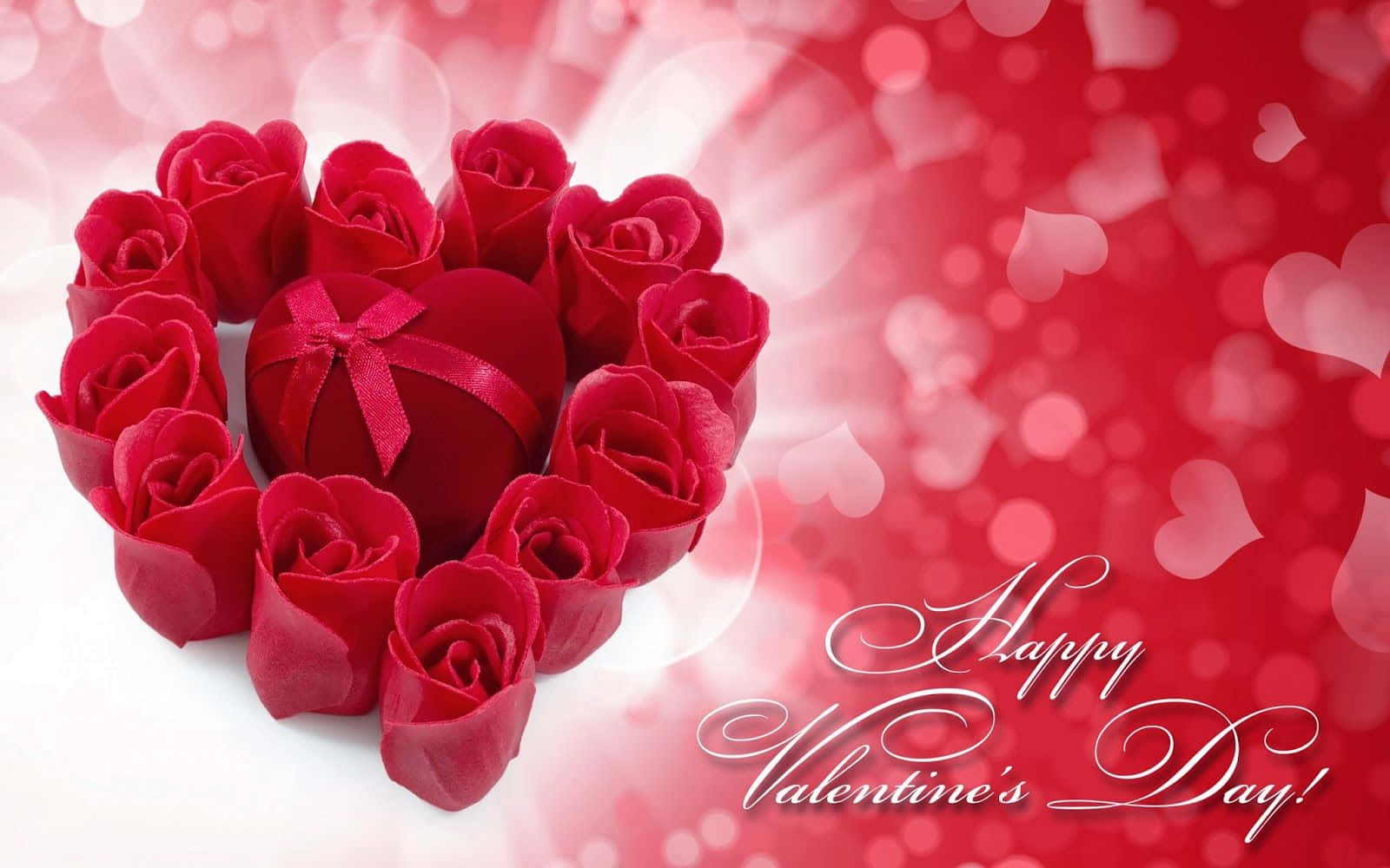 Roses Forming Heart Shape Happy Valentines Day HD Wallpaper