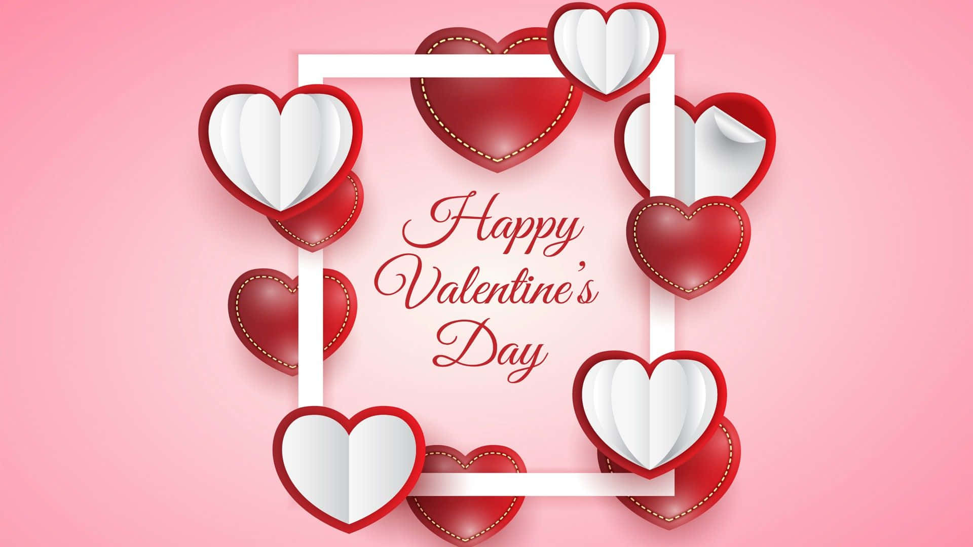 Glædelig Valentinsdag HD Hvide Og Røde Hjerter Tapet Wallpaper