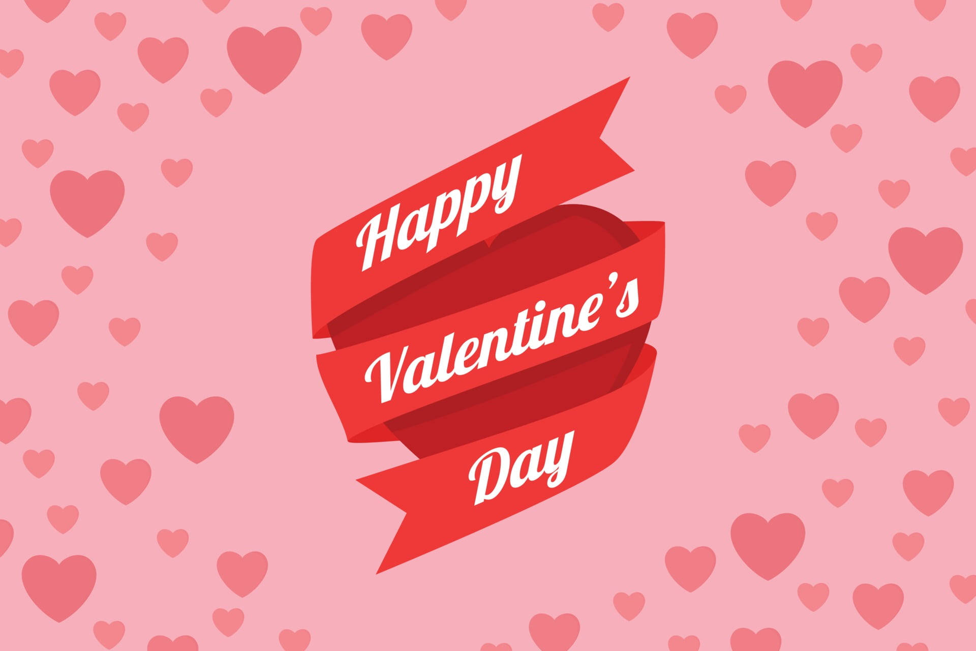 Happy Valentine’s Day Heart Banner Wallpaper