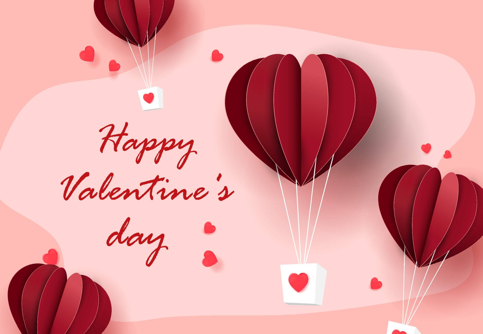 Happy Valentine’s Day Red Air Balloons Wallpaper