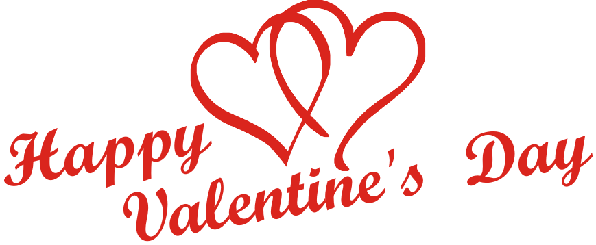 Happy Valentines Day Red Hearts Graphic PNG