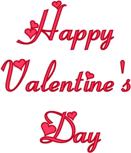 Happy Valentines Day Red Script Text PNG