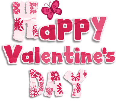 Happy Valentines Day Text Butterfly PNG