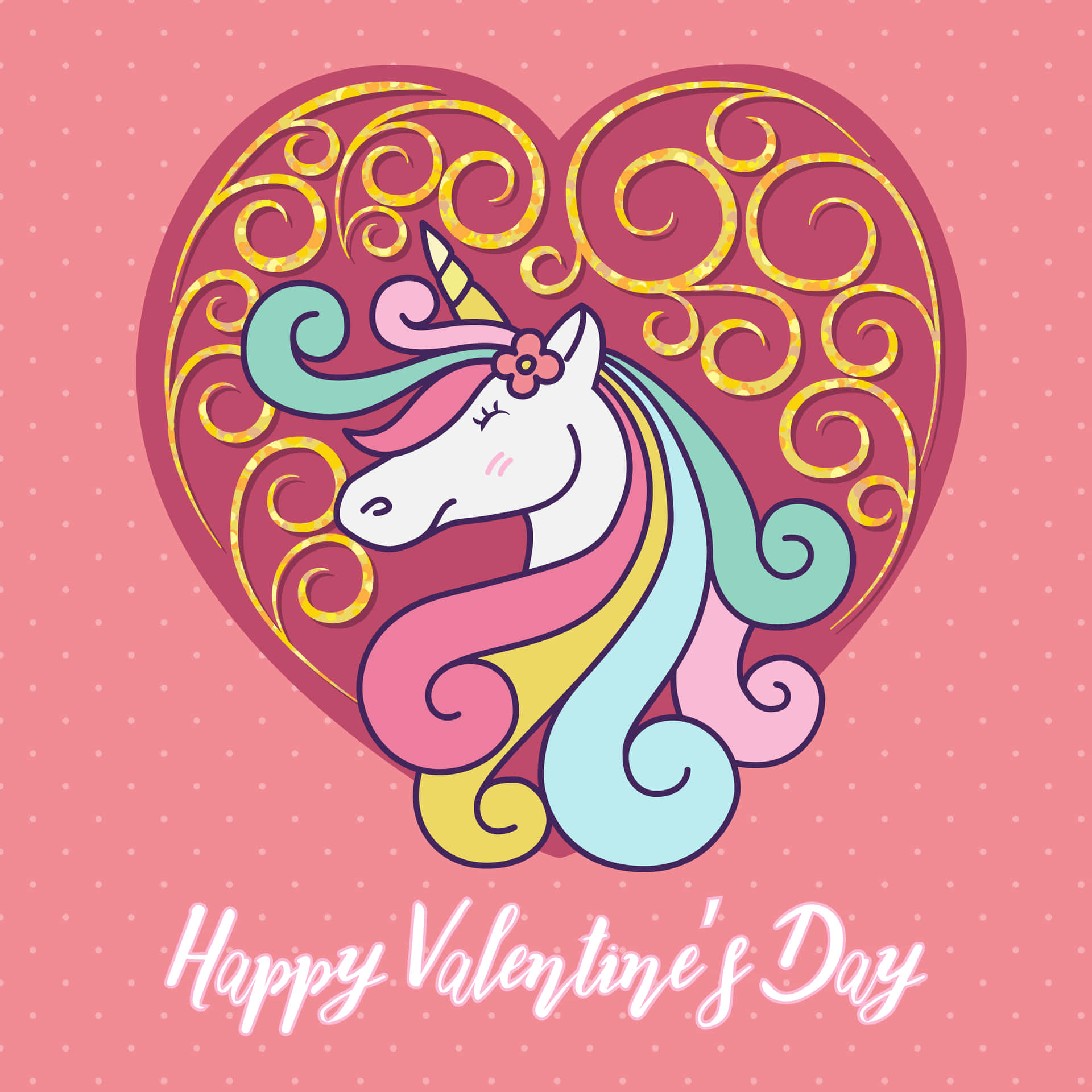 Valentine's Day Card With Unicorn Head