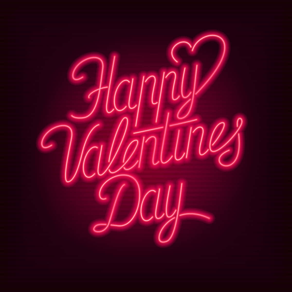Happy Valentine's Day Neon Lettering On A Dark Background
