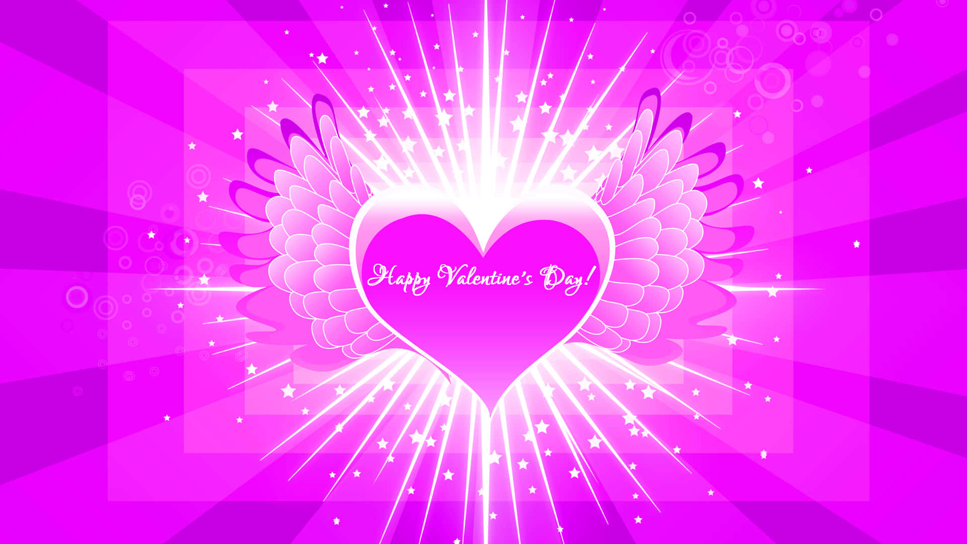 A Pink Background With Wings And A Heart