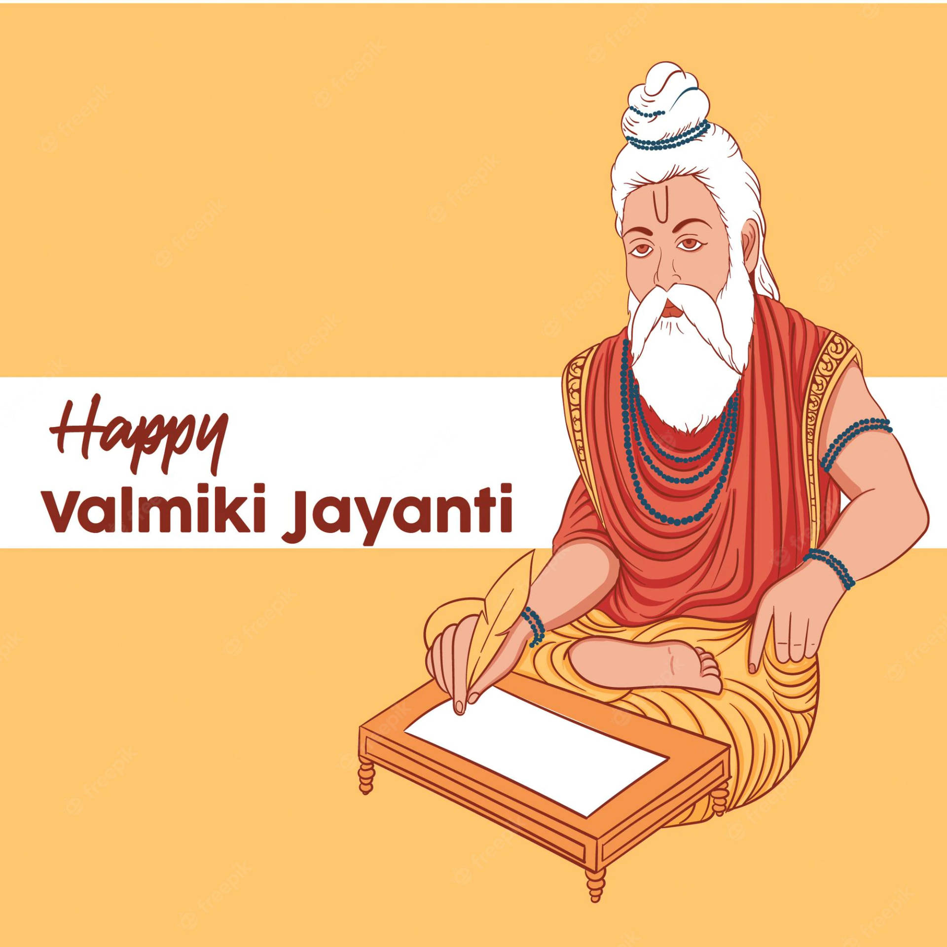 Happy Valmiki Jayanti With Wooden Board Wallpaper