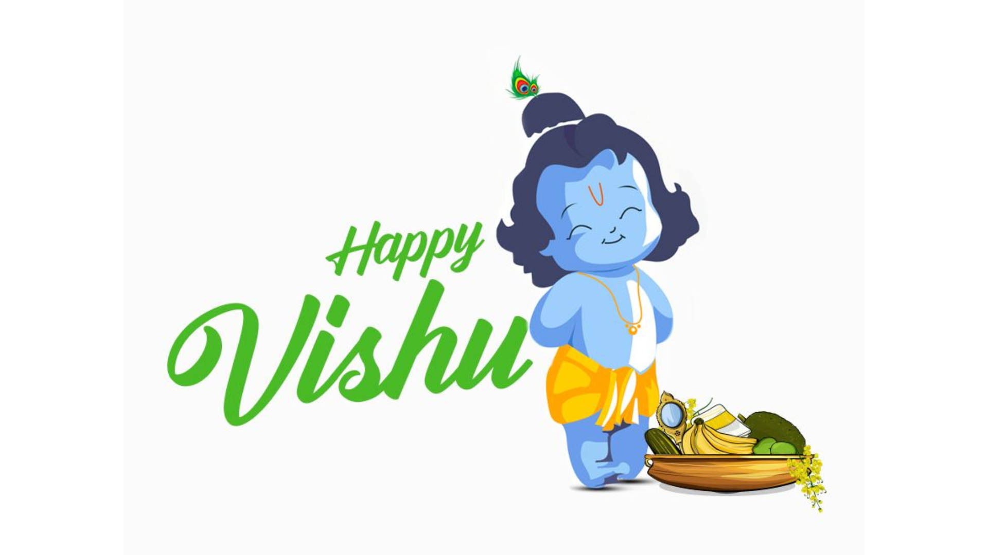 Happy Vishu Greeting Cute Digital Artwork Wallpaper