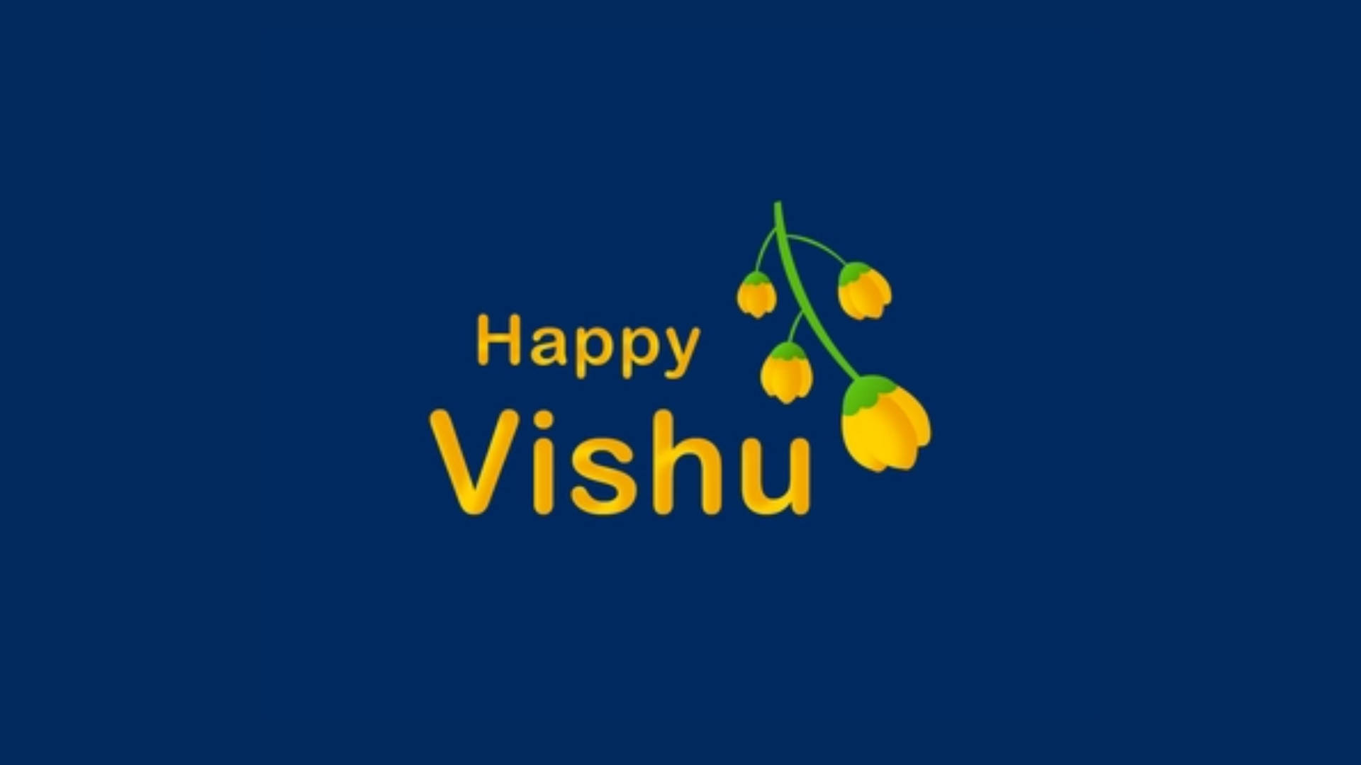 Happy Vishu Greeting On Deep Indigo Blue Background Wallpaper