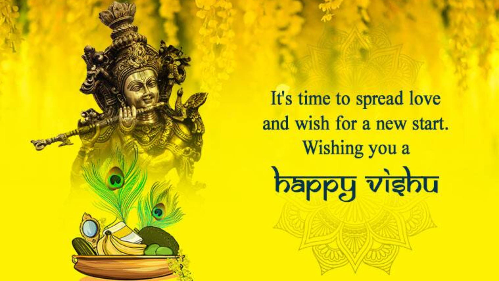 Happy Vishu Kanni Statue Spread Love Wallpaper