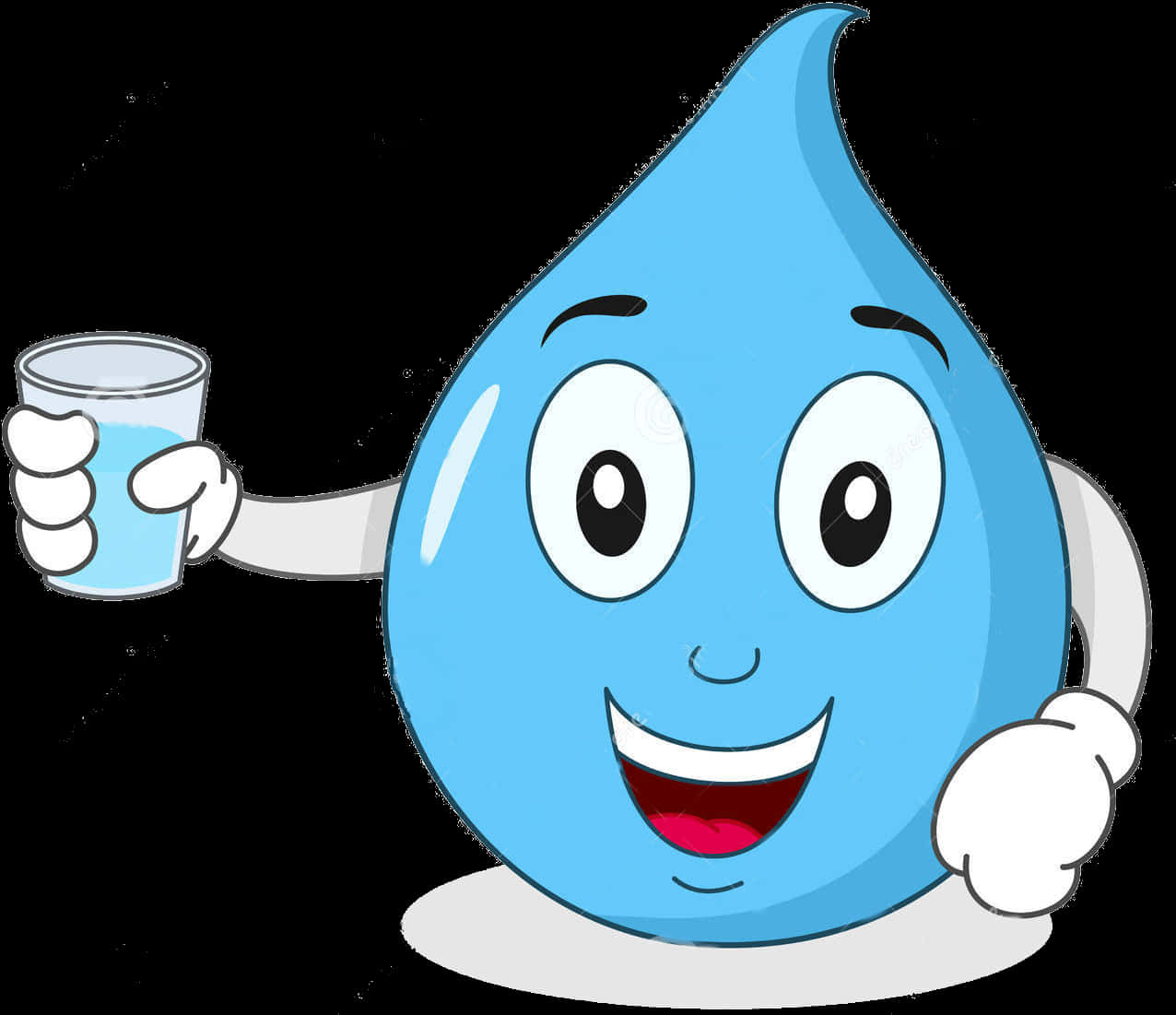 Happy Water Drop Cartoon Character PNG