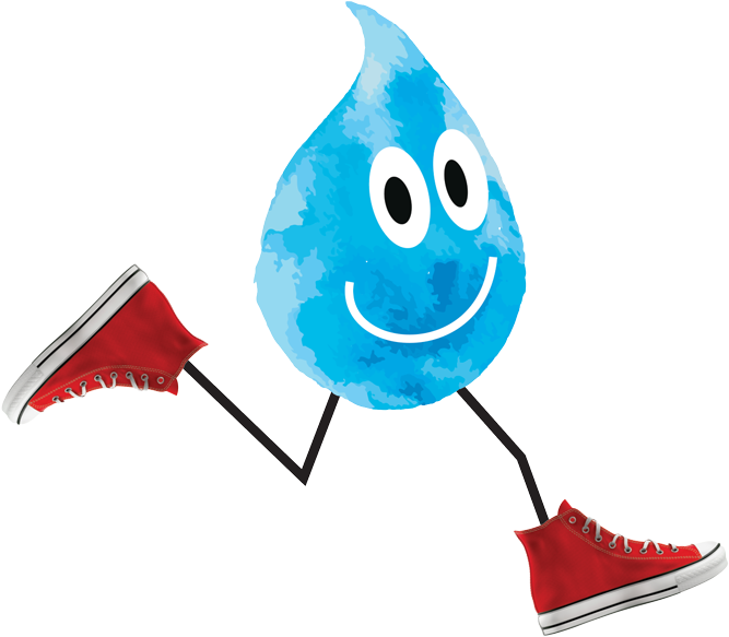 Happy Water Drop Character Walking PNG