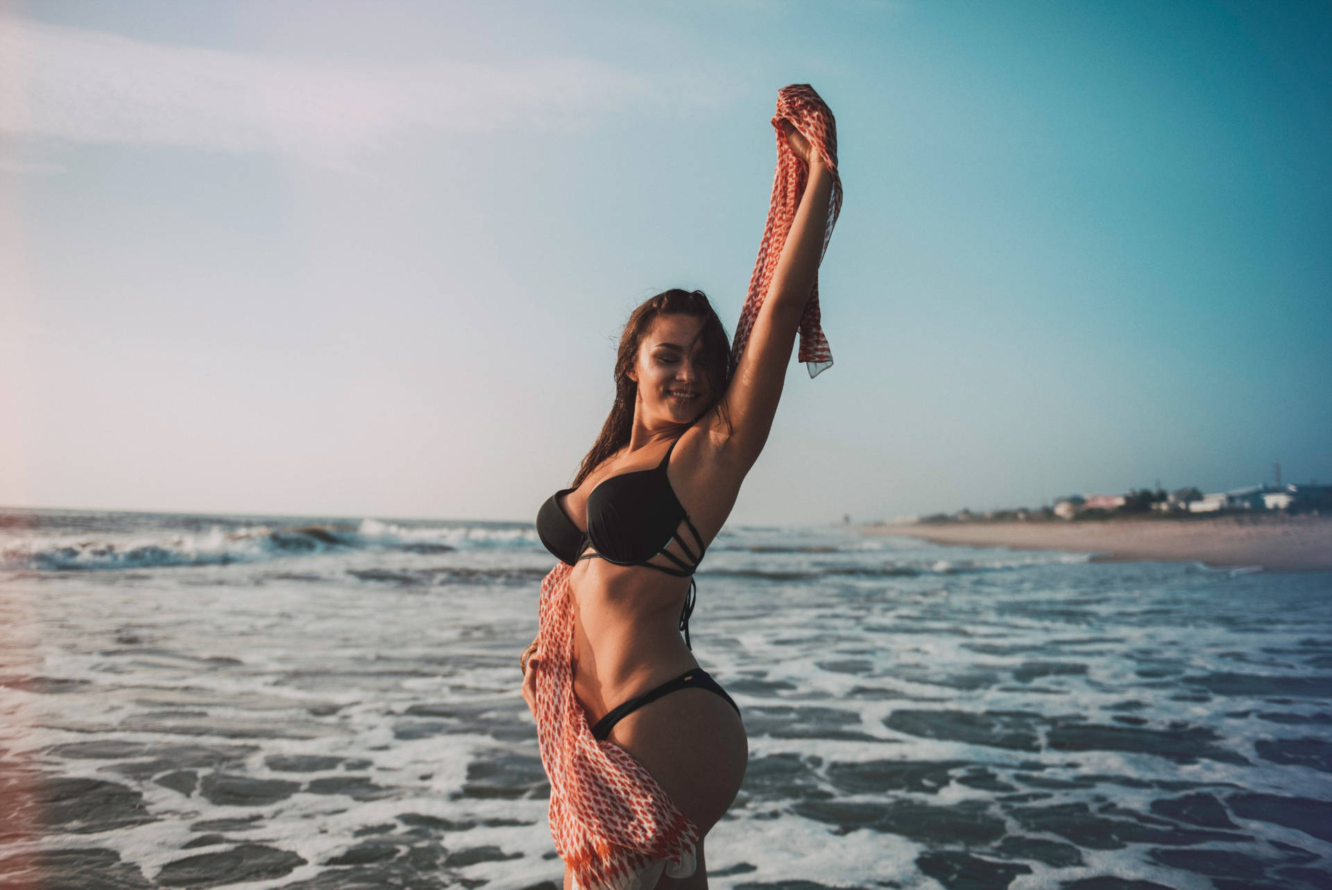 Happy Woman Bikini Wallpaper