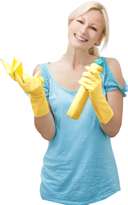 Happy Woman Cleaning Supplies PNG