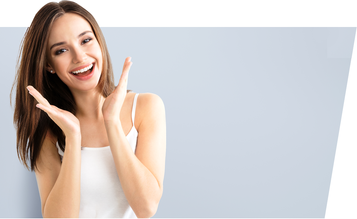 Happy Woman White Tank Top Gesture PNG