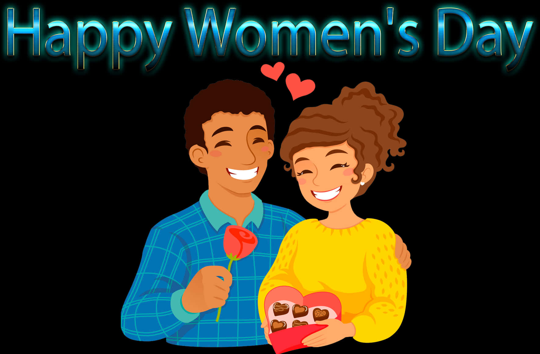 Happy Womens Day Celebration Couple PNG