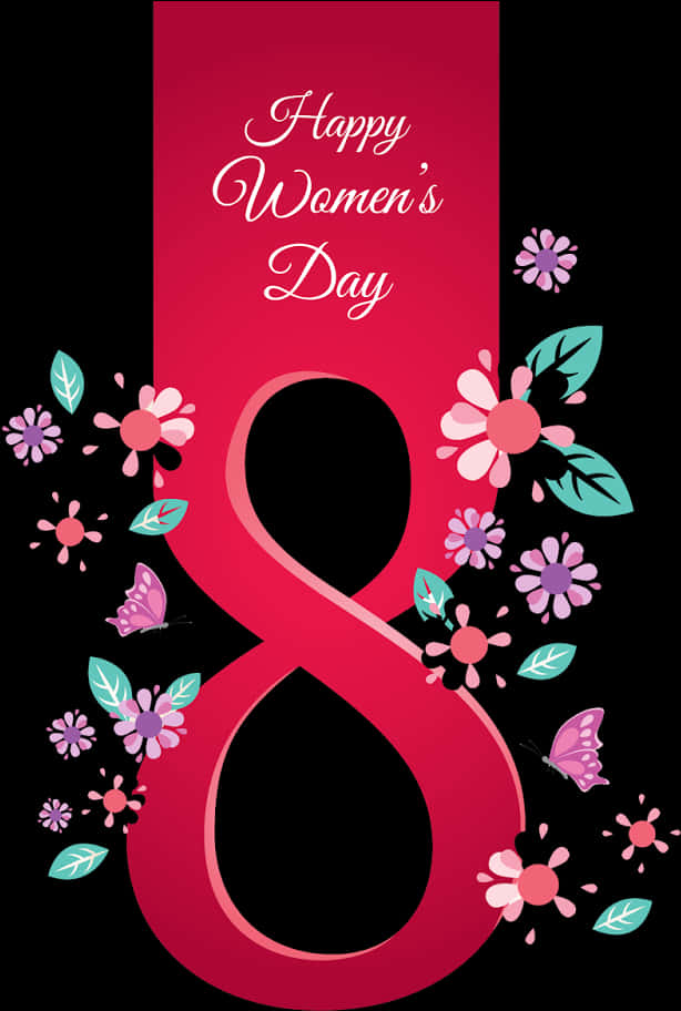 Happy Womens Day Floral Design PNG