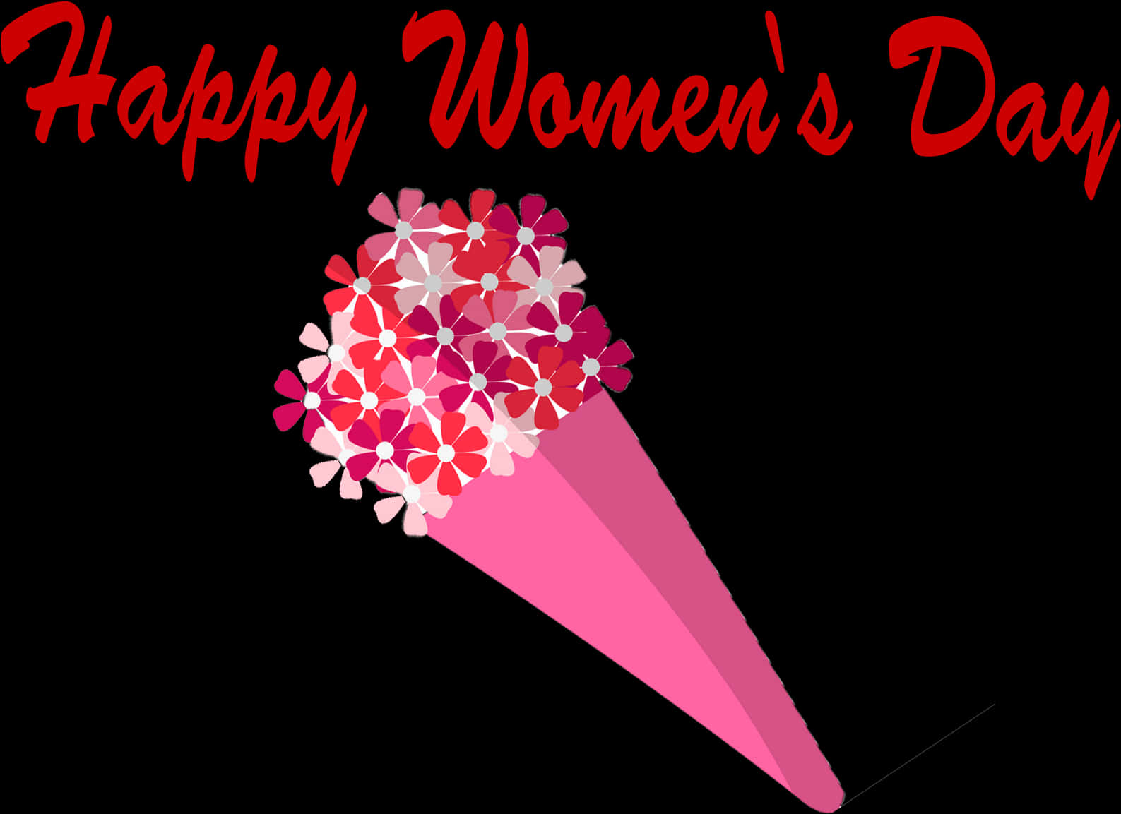 Happy Womens Day Floral Greeting PNG