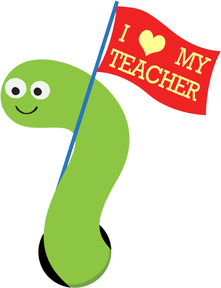 Happy Worm Holding Teacher Appreciation Flag PNG