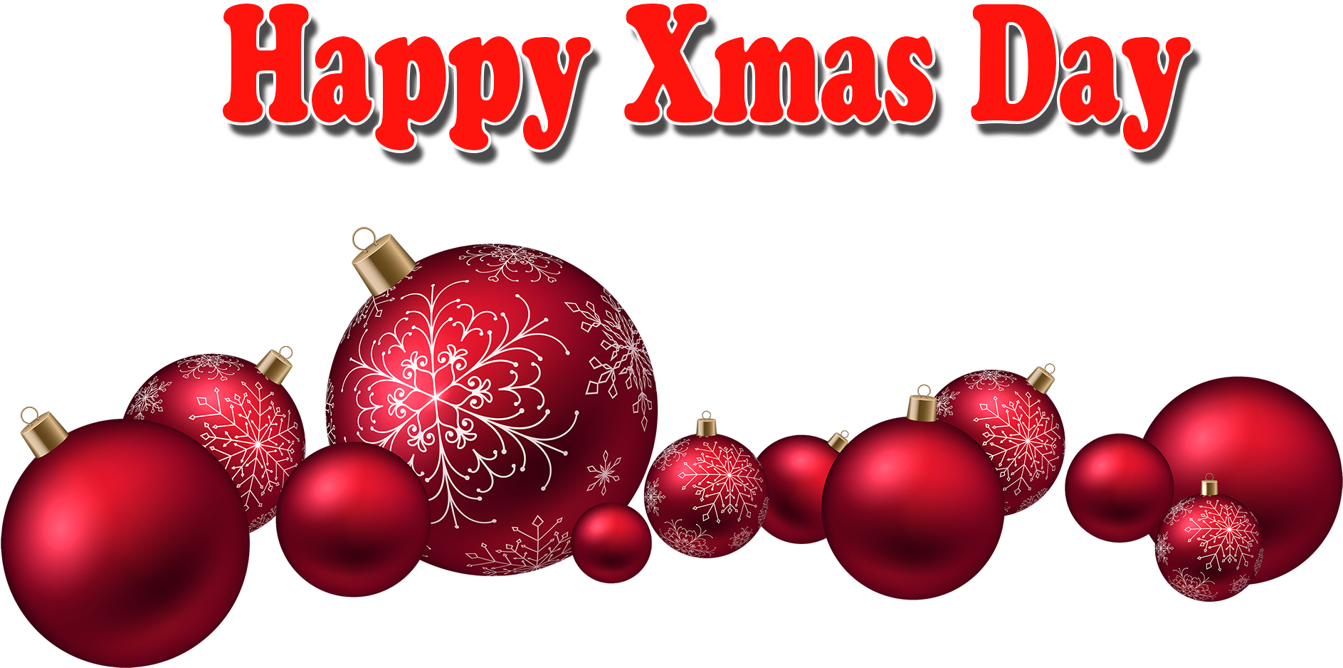 Happy Xmas Day Red Ornaments PNG