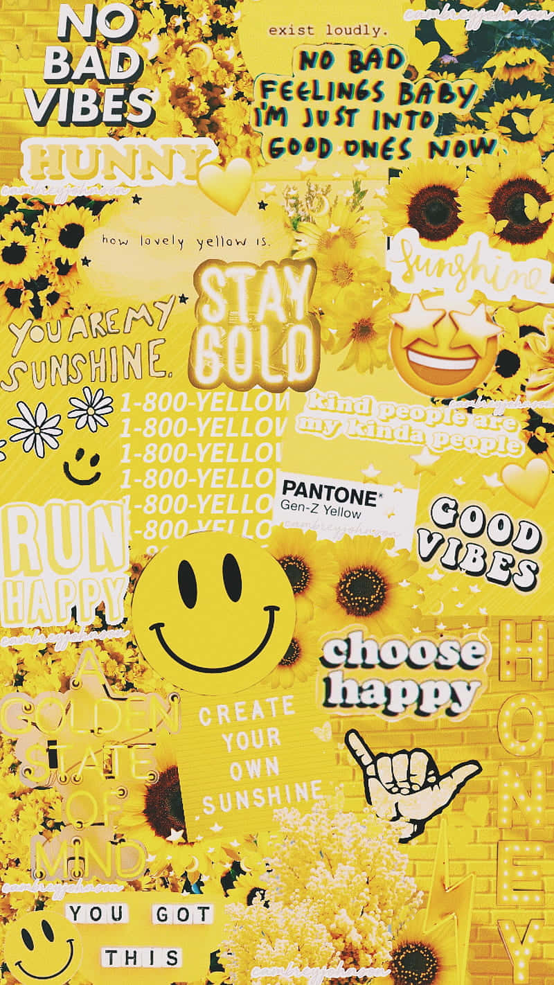 Happy Yellow Aesthetic Collage Wallpaper