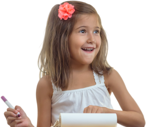 Happy Young Girl Crafting PNG