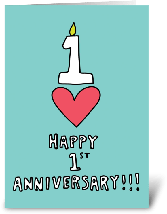 Happy1st Anniversary Celebration Card PNG