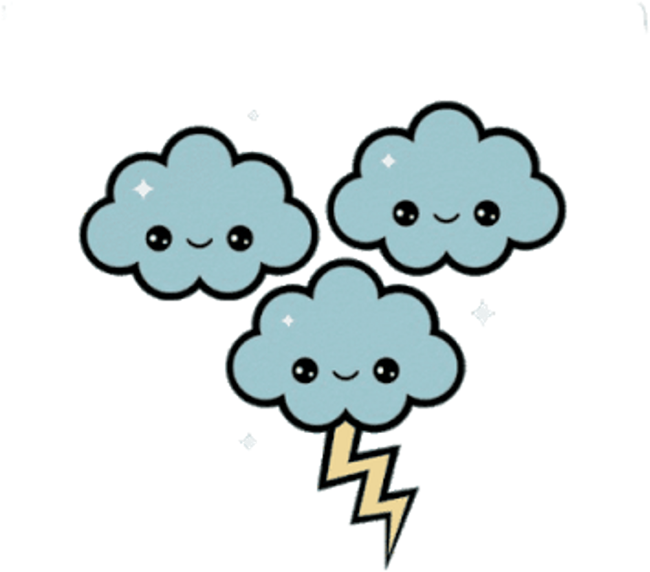 Happy_ Clouds_with_ Lightning_ Clipart PNG