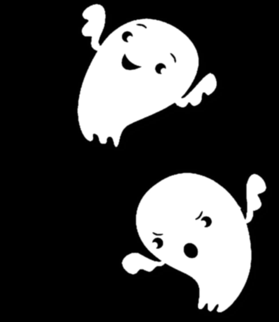 Happyand Sad Cartoon Ghosts PNG