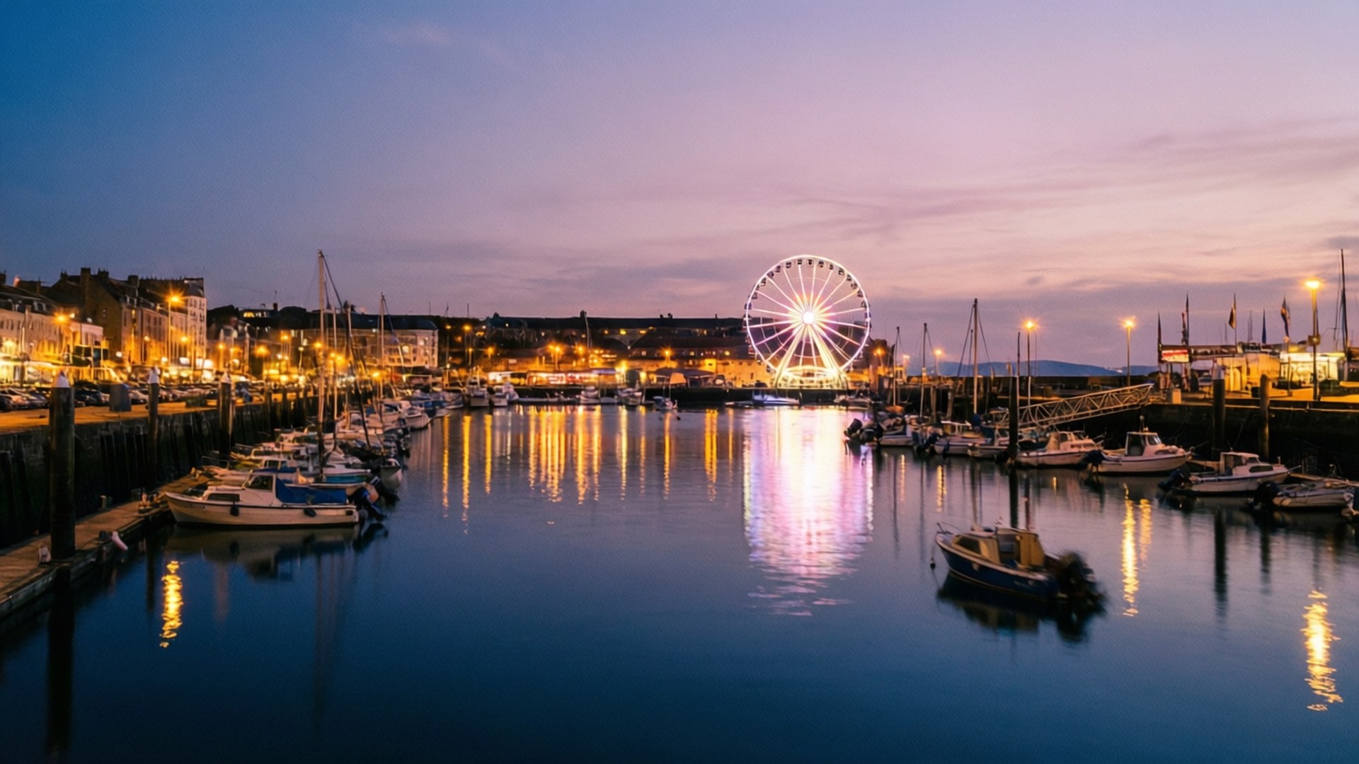Harbor Lights Reflection Wallpaper