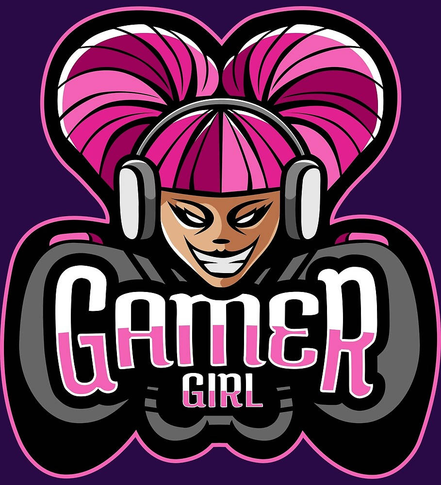 Hård Udseende Pige Gamer Logo Wallpaper