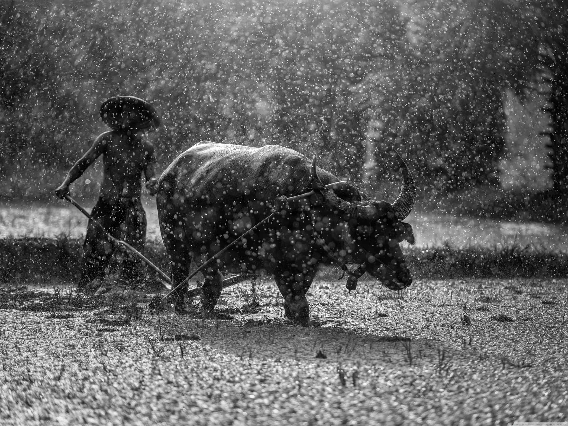 Hard Work Famer With Carabao Picture