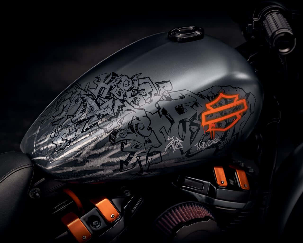Harley Davidson Logo With Tribal Design Background