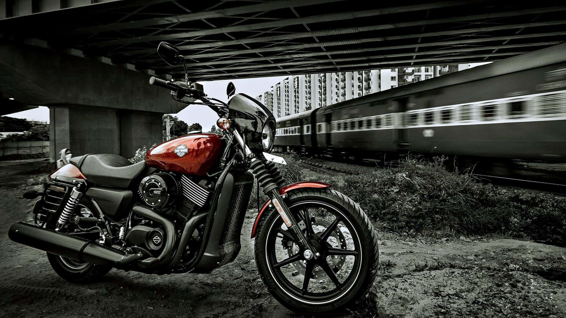 Harley Davidson Motor In Black Background
