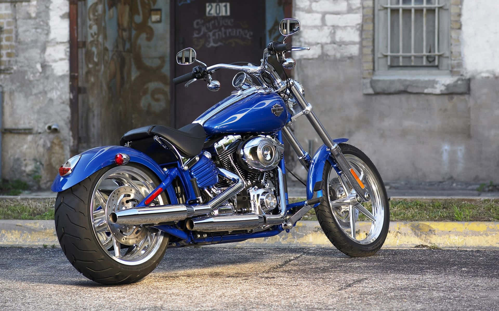 Harleydavidson Blaues Motorradhintergrundbild