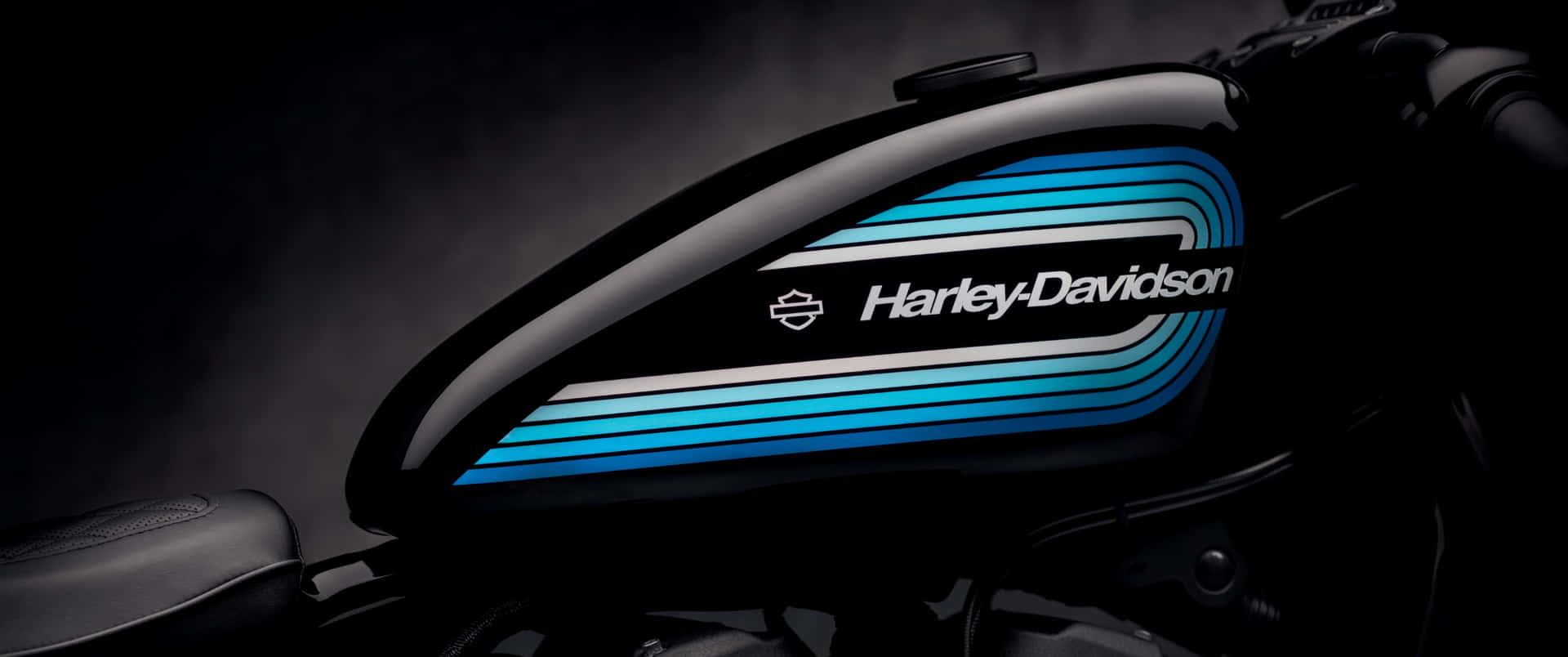 Harleydavidson Hintergrund Mit Retro-blauem Emblem