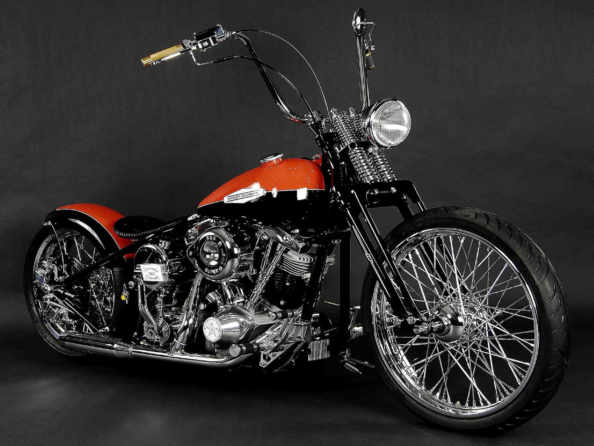 Harleydavidson Orange Motorrad Hintergrundbild