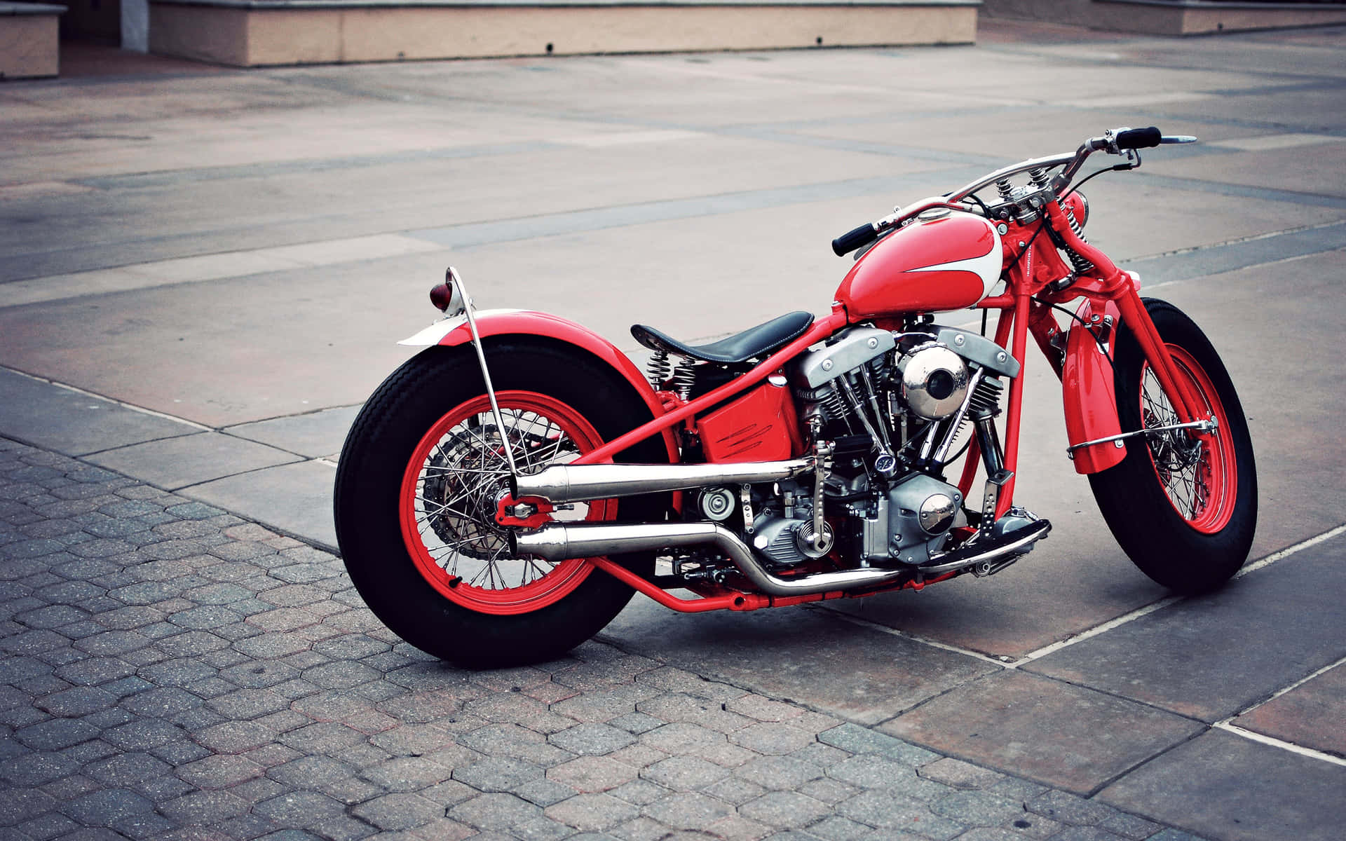 Harleydavidson Individualisiertes Rotes Motorrad Hintergrundbild